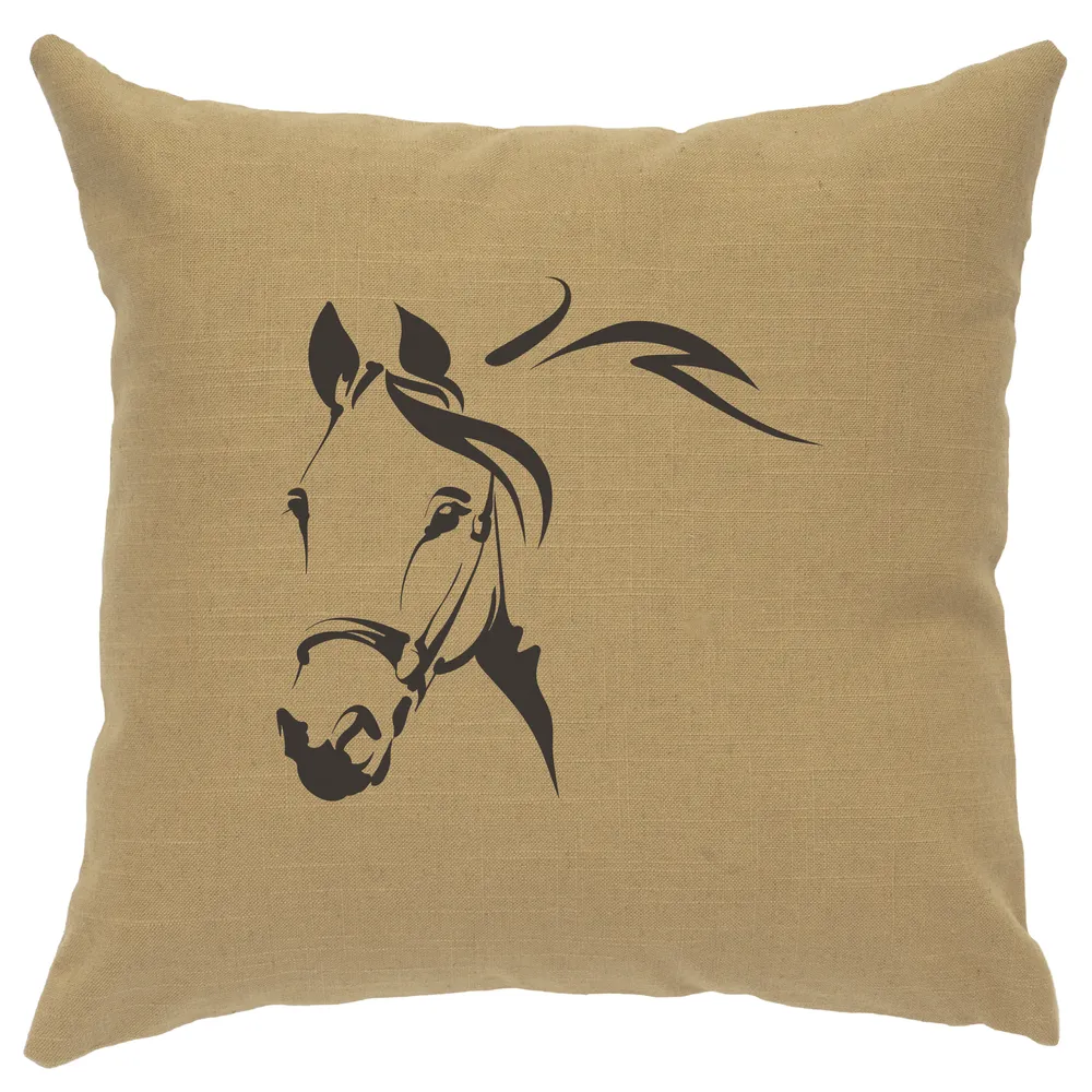 Image Pillow - Horse Profile - Linen Straw
