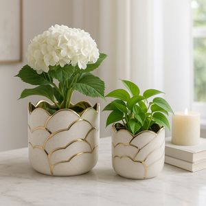 BRIGHTONROSE SET OF 2 IVORY PLANTER 7 (IN) 11