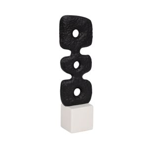 14" ABSTRACT TOTEM SCULPTURE  MARBLE BASE, BLACK/W 3