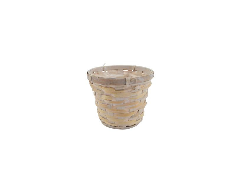 5" Rattan Basket Pot Cover, White Wash 1