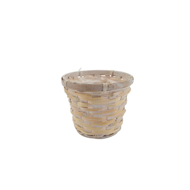 5" Rattan Basket Pot Cover, White Wash