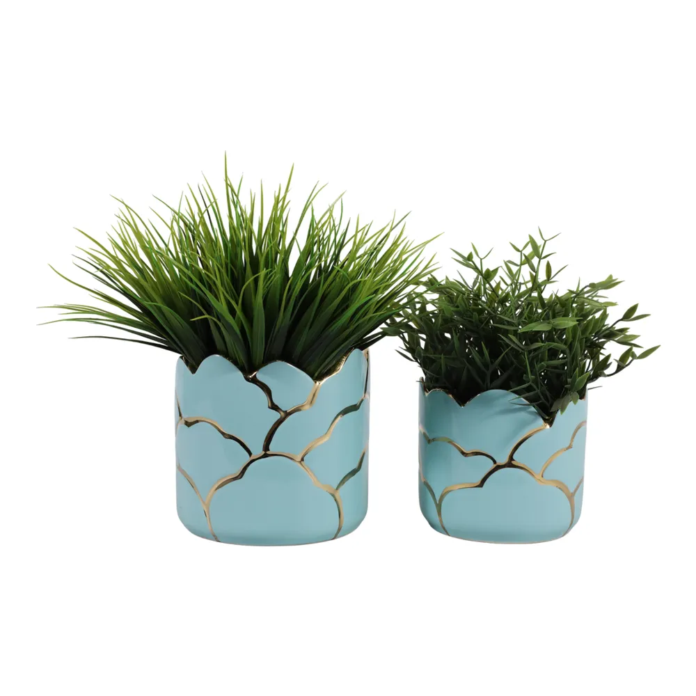 BRIGHTONROSE SET OF 2 BLUE PLANTER 7 (IN)