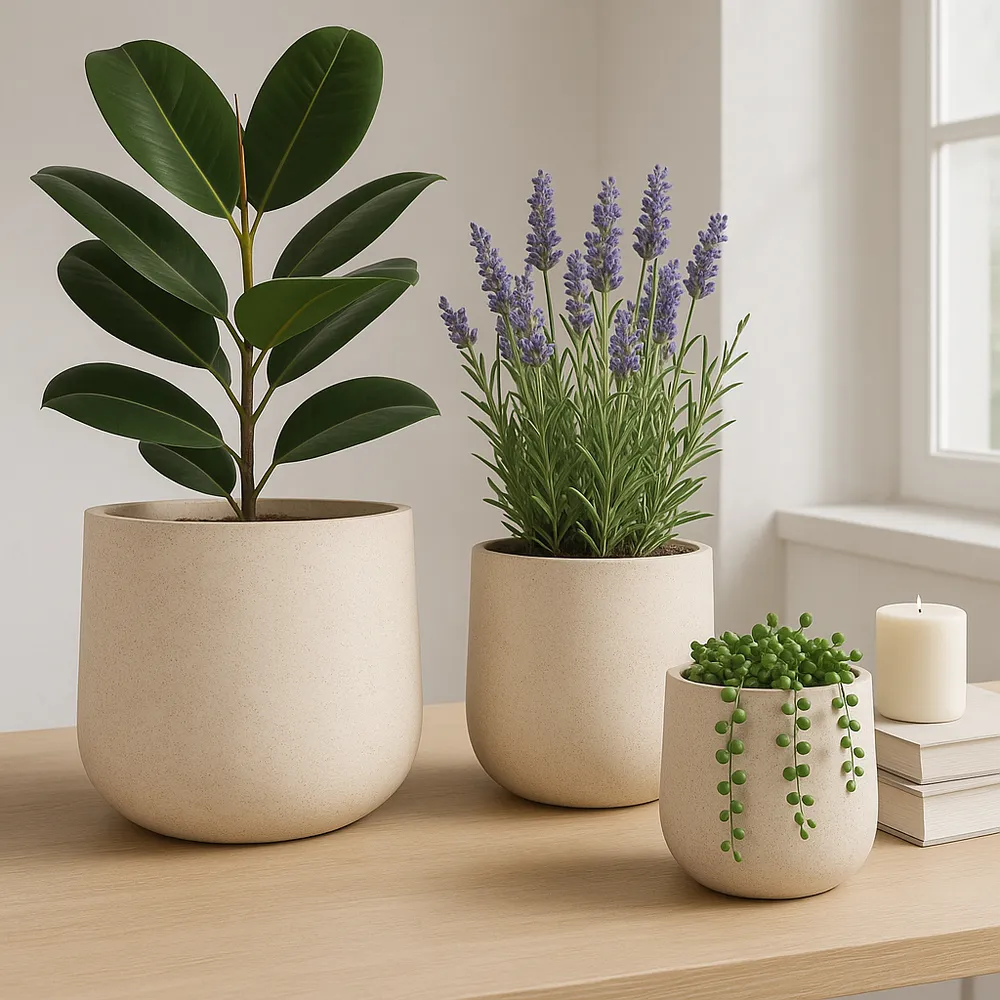 TODDCLIFF SET OF 3 IVORY PLANTER 16 (IN)