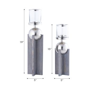 HAVENWORTH SET OF 2 GRAY CANDLE HOLDER 19 (IN) 10
