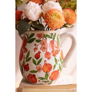 Set of 2 Cement Pitcher and Planter with Pomegranates 2