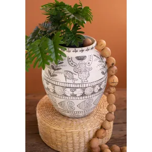 Hand-Painted Clay Fish Vase 1