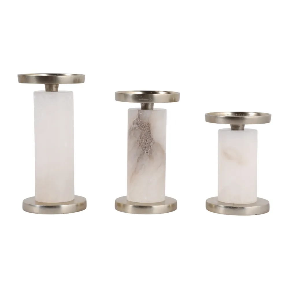 FALLONDALE SET OF 3 WHITE CANDLE HOLDER 7 (IN)