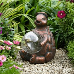 7" TURTLE WITH SOLAR ORB, ANTIQUE COPPER 2