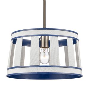 White Burlap 14'' Wide 1-Light Pendant - Ocean Blue 4