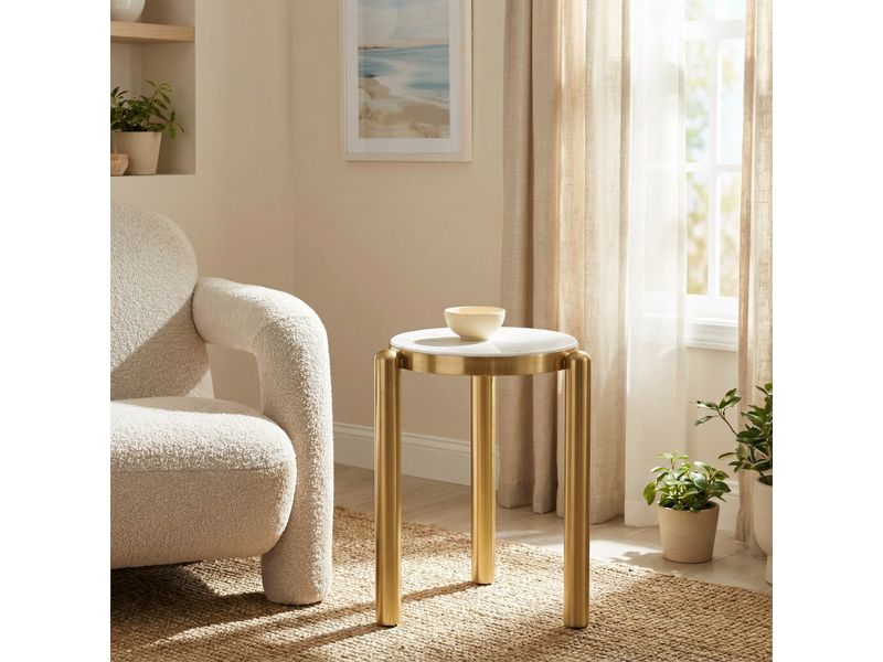 Noan Side Table White & Gold 2