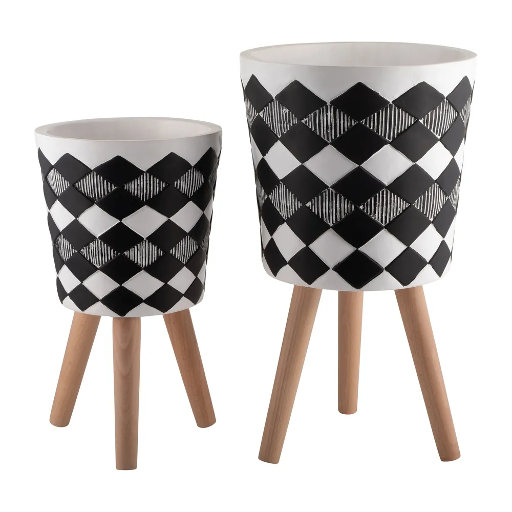 GLASTONCREST SET OF 2 BLACK PLANTER 21 (IN)