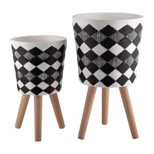GLASTONCREST SET OF 2 BLACK PLANTER 21 (IN) 1