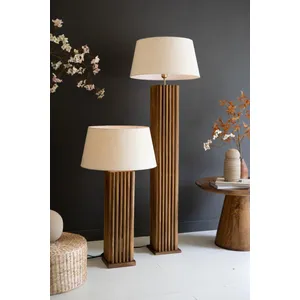 Wooden Spindles Table Lamp with Fabric Shade 2