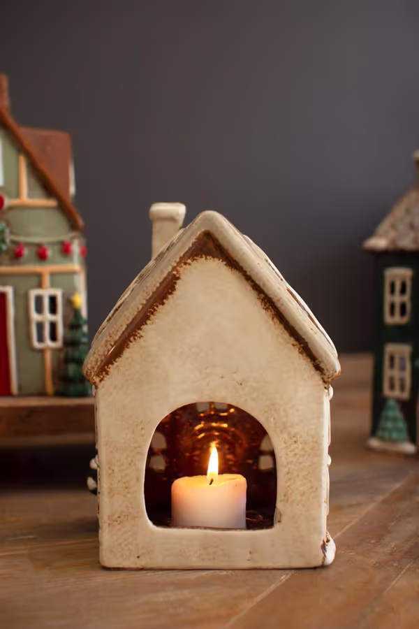 Set of 4 Ceramic Christmas Village