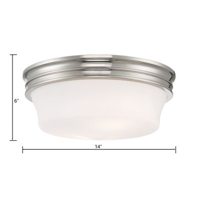 Galen 14″ Wide 2-Light Flush Mount - Polished Nickel