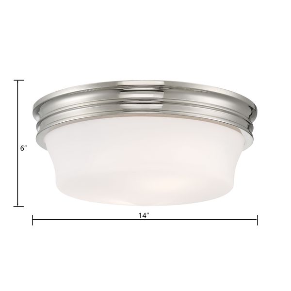 Galen 14'' Wide 3-Light Flush Mount - Polished Nickel