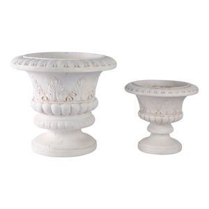 FLEMMINGOAK SET OF 2 IVORY PLANTER 21 (IN) 4