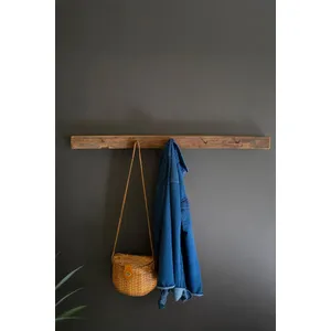 Recycled Wood Coat Rack with Forged Iron Hooks 4