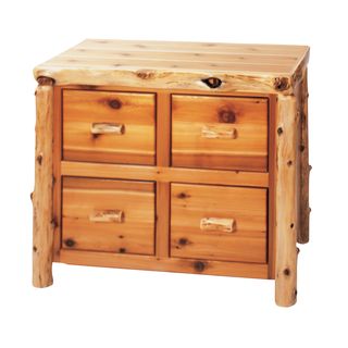 Cedar Log Four Drawer File Cabinet - Weathered
