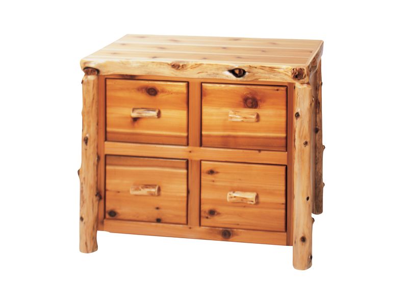 Cedar Log Four Drawer File Cabinet - Weathered 2