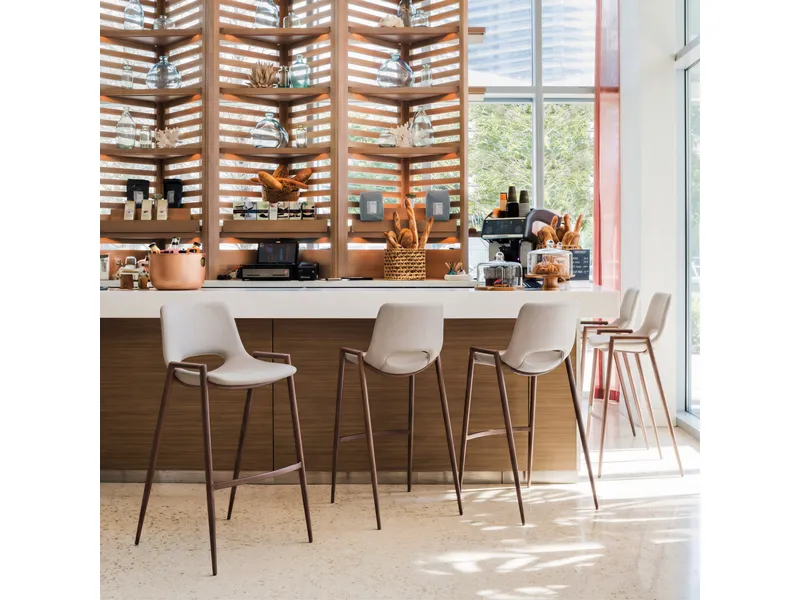 Desi Barstool Beige & Walnut 8