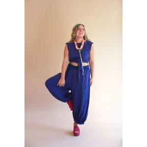 Challis Drawstring Balloon Pant / Blueberry 5