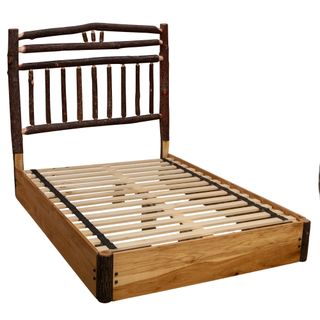 Hickory Log Wagon Wheel Platform Bed - Cal King - Cinnamon