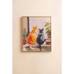 Framed Two Cats Painting 3