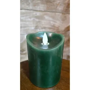 Green Non Drip Moving Flame LED Candle 3in by 4in 2