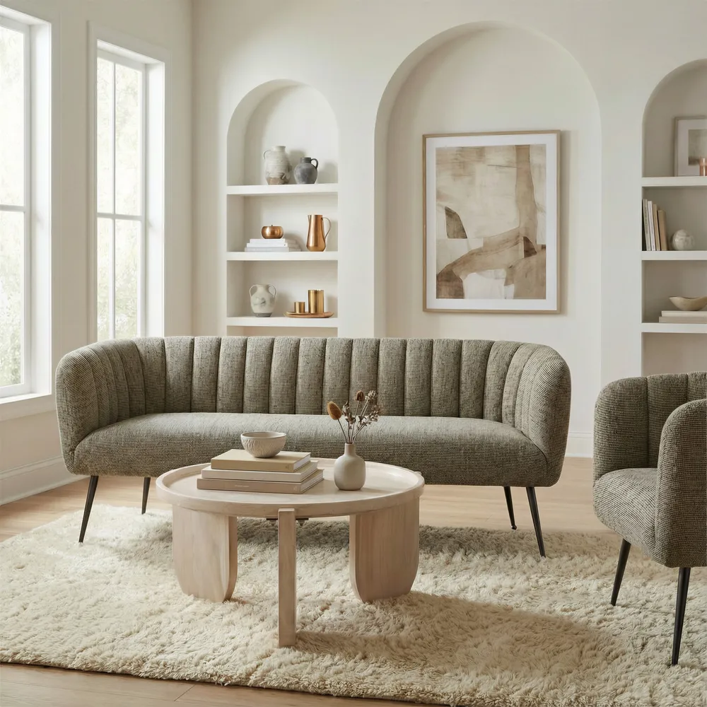 Deco Sofa Green Tweed