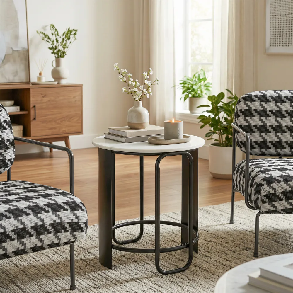 Obel Side Table White & Black