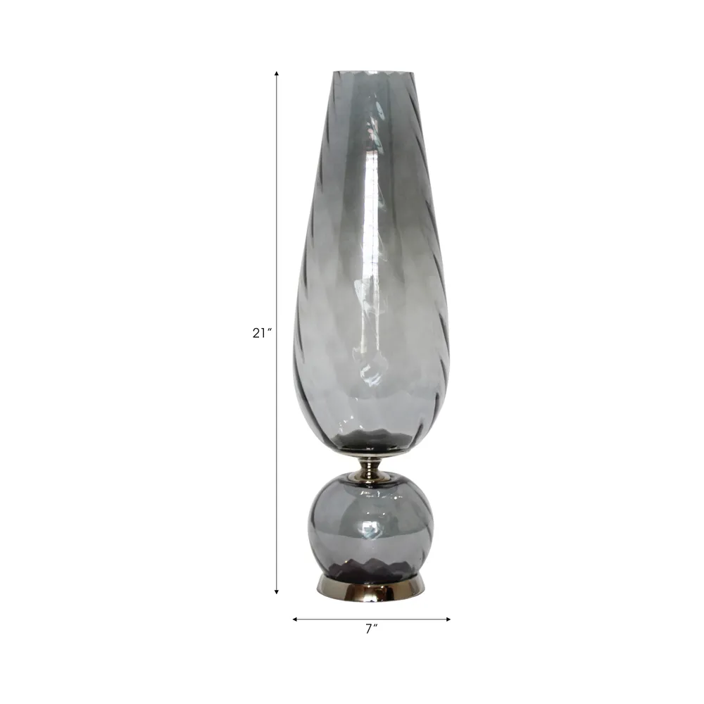 LINDENRUN GRAY GLASS VASE 21 (IN)
