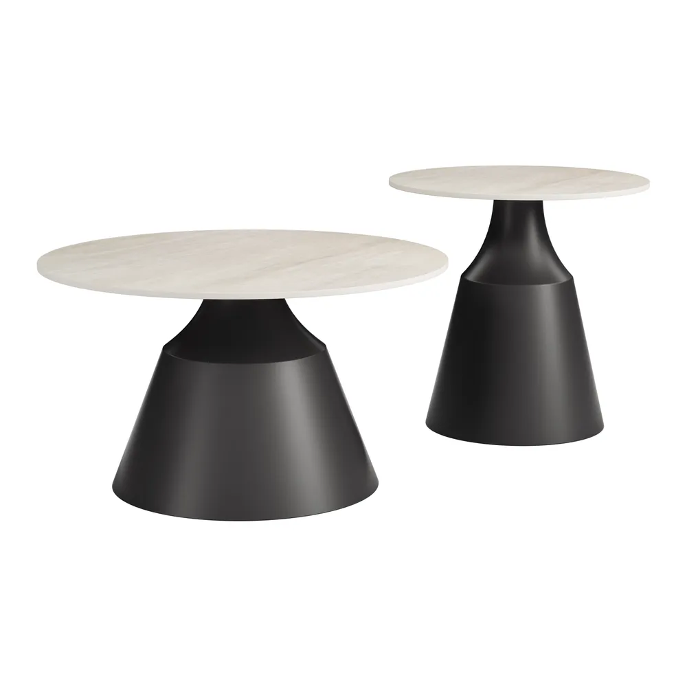 Camella Coffee Table Set Light Beige & Black