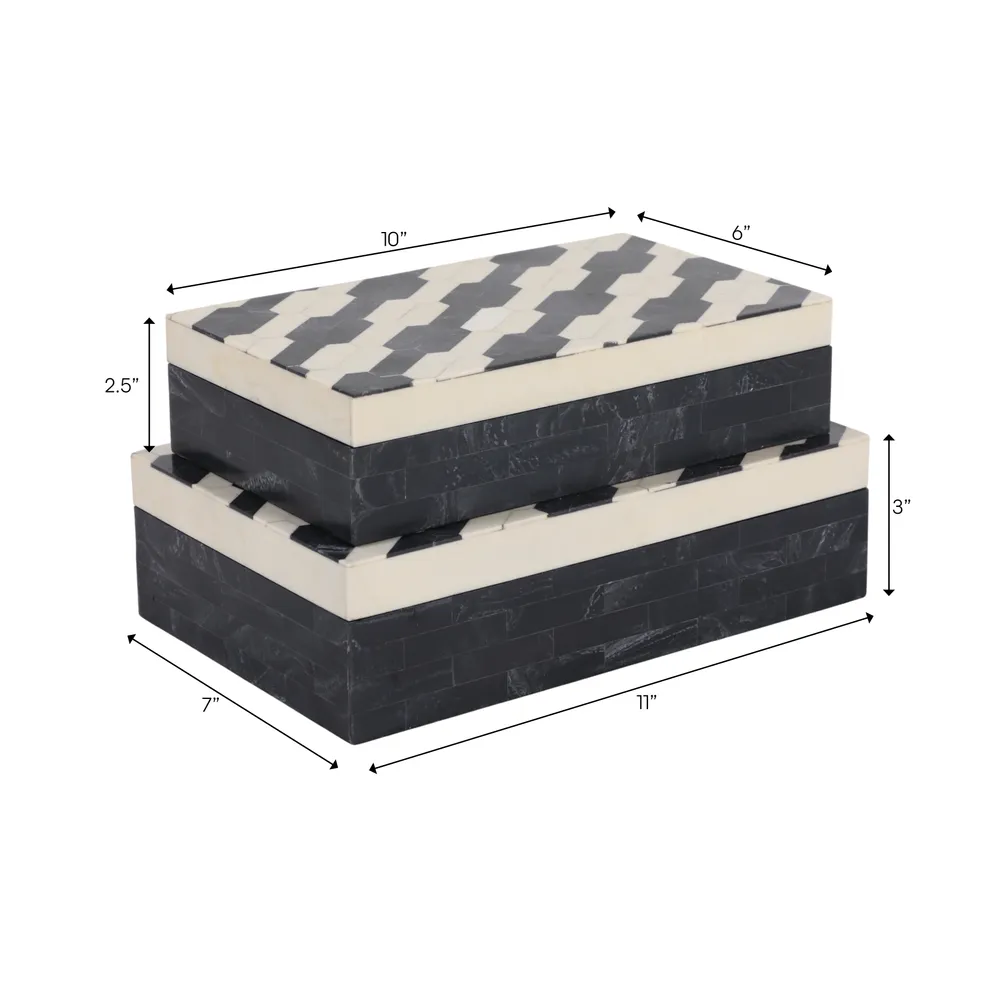 DORSETMILL SET OF 2 BLACK BOXES 3 (IN)