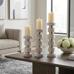 DESMONDRIDGE SET OF 3 WHITE CANDLESTICK 22 (IN) 10