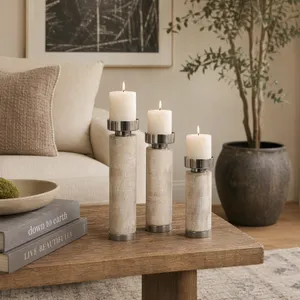 PAXTONWICK SET OF 3 GRAY CANDLE HOLDER 12 (IN) 10