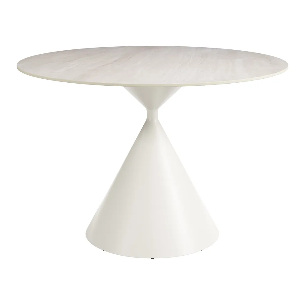 Plinn Dining Table Light Beige & White