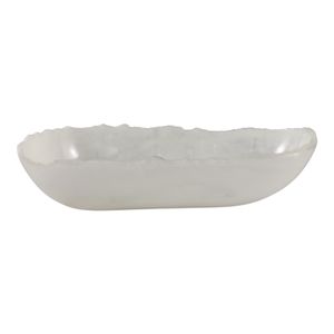 23X9" RAW EDGE MARBLED RESIN BOWL, WHITE 1