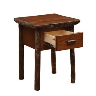 Hickory Log One Drawer End Table - Espresso