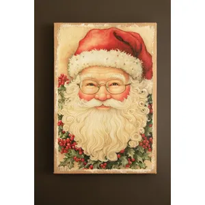 Vintage-Inspired Santa Painting on Burlap 5