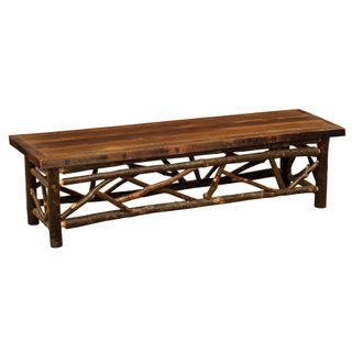 Appalachian 4-foot Twig Bench with Barnwood Artisan Seat - Wood Seat