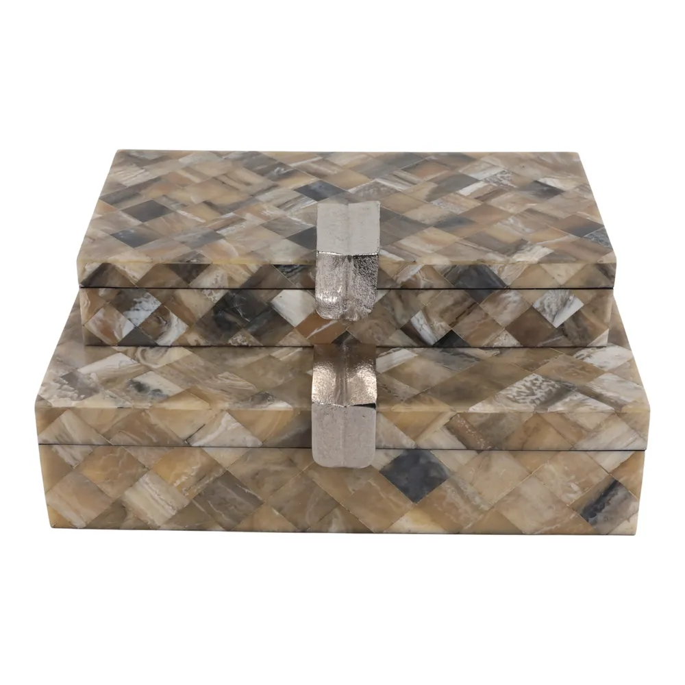 ROSESTONE SET OF 2 BROWN BOXES 3 (IN)