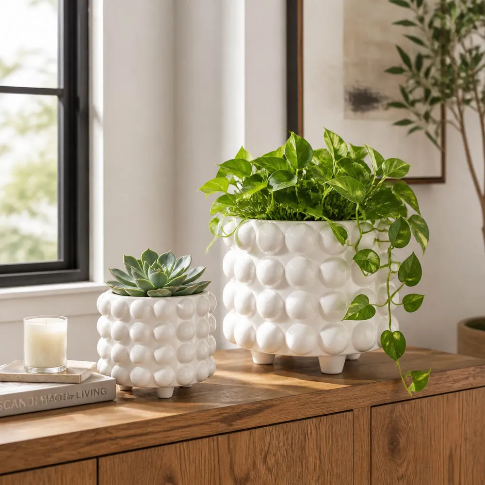 KIRBYHAM SET OF 2 WHITE PLANTER 10 (IN)
