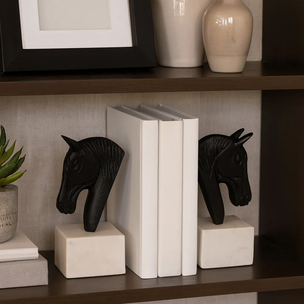 PARKERMOOR SET OF 2 BLACK BOOKENDS 8 (IN)