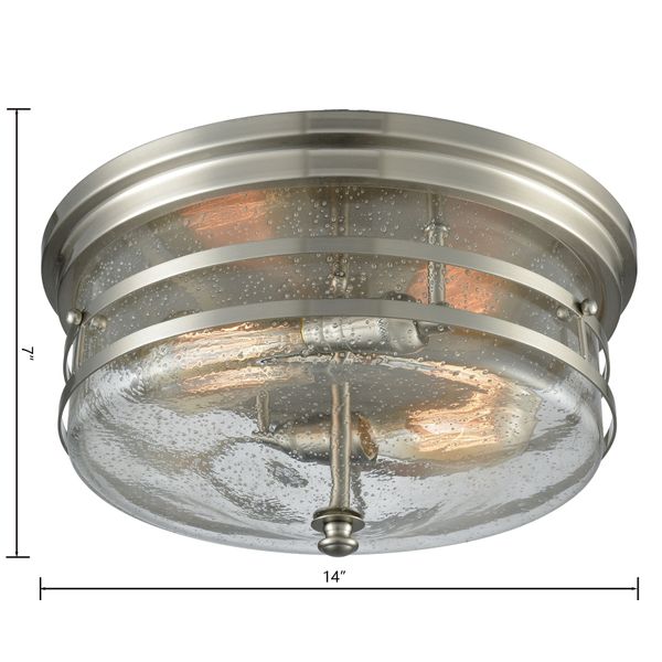 Port O'Connor 14'' Wide 2-Light Flush Mount - Satin Nickel