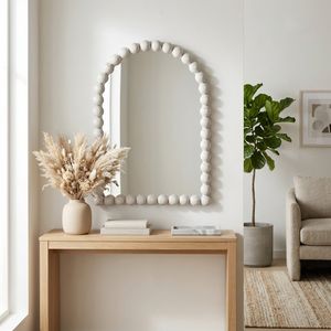 22X30 LARGE KNOBBY ARCH MIRROR, WHITE 2