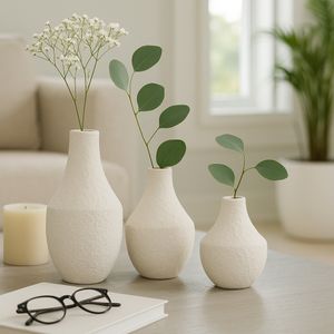 EDMONDFORD SET OF 3 IVORY VASES 9 (IN) 10