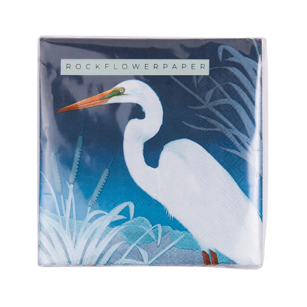 Night Egret Paper Cocktail Napkins (Pack of 25)