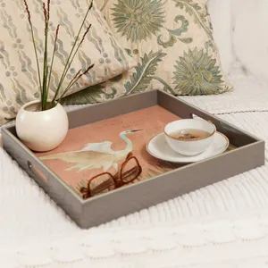 Egret Square Lacquer Serving Tray 4