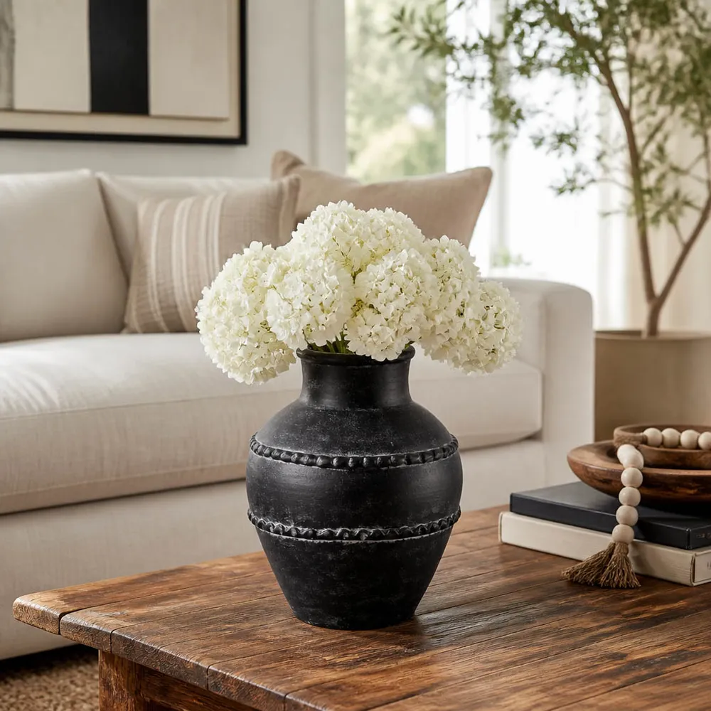 ROSEBEACH BLACK VASE 12 (IN)